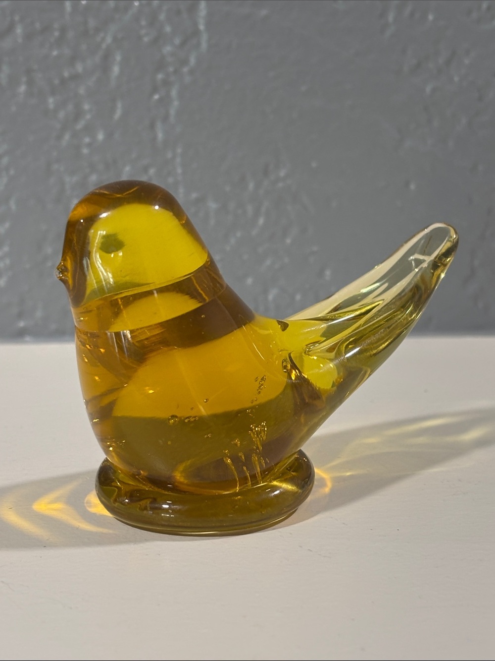 Hand blown Little Golden Canary Art Glass Signed Leo Ward 1990